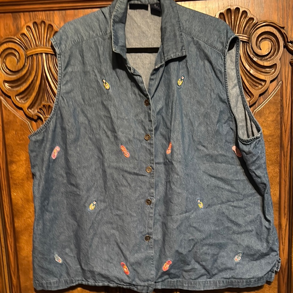 Jane Ashley Classic Blue Cotton Top T1